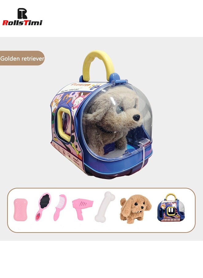 RollsTimi  Children Toy Cute Pet Dog with A Dog Cage Walking Call Electronic Toy Interactive Birthday Gifts for Kids Baby,Golden Retriever  - Image 1