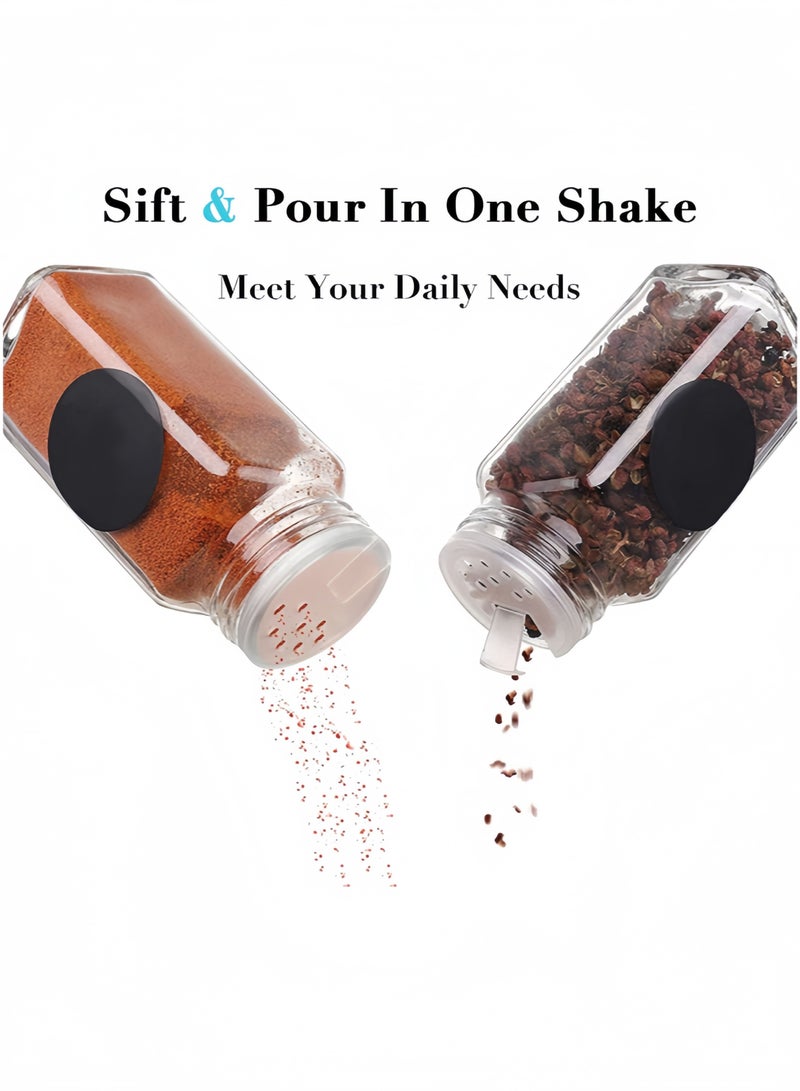 nihao 24-Piece Glass Spice Jar Set with Airtight Aluminum Caps - 120ml Empty Square Spice Containers with 2 types of Shaker Lids, Labels, Silicone Collapsible Funnel, Sponge Brush, White board Pen Included Total 81 sets , Eco-Friendly, Food-Safe, Leakproof Containers ,suitable for restaurants and homes  - Image 4
