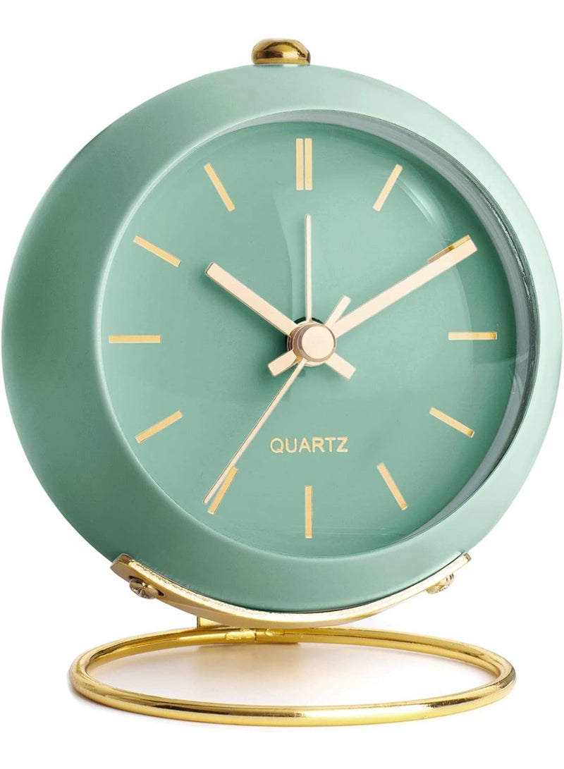 Battery Operated Desk Alarm Clocks with Light,Retro Silent No Ticking Analogue Small Clock,Loud Vintage Table Alarm Clocks for Bedside/Bedroom/Kitchen/Office/Travel/Kids/Indoor Decor (Green) - Image 1