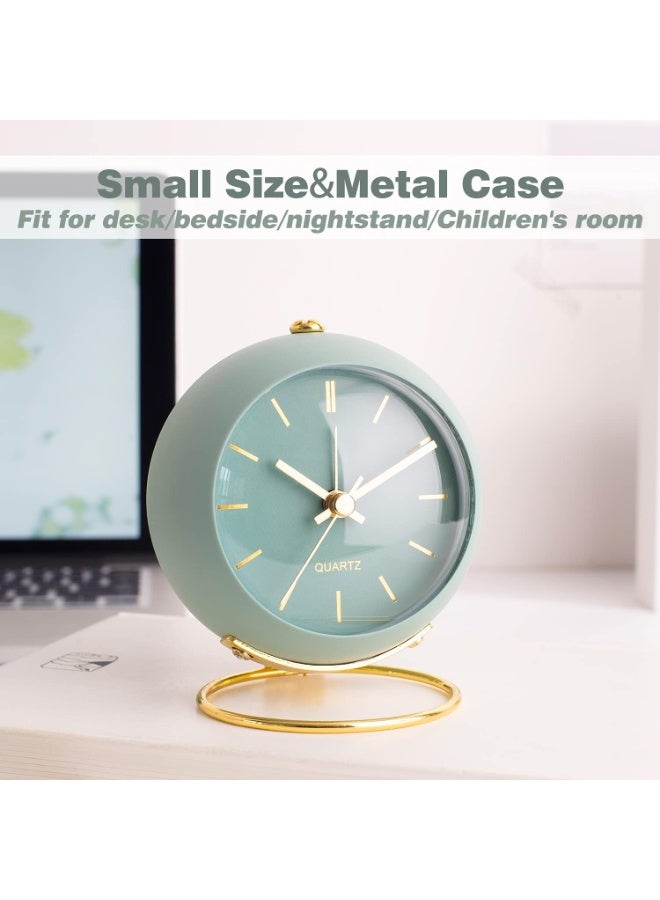 Battery Operated Desk Alarm Clocks with Light,Retro Silent No Ticking Analogue Small Clock,Loud Vintage Table Alarm Clocks for Bedside/Bedroom/Kitchen/Office/Travel/Kids/Indoor Decor (Green) - Image 3
