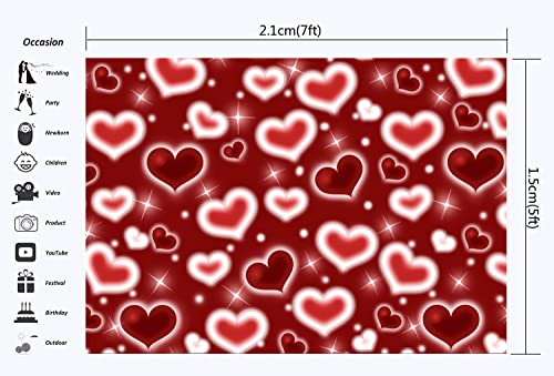LYCGS 7x5ft Red Heart Backdrop 90s Backdrops for Photoshoot Valentines Decor Banner Birthday Props X-91 - Image 5