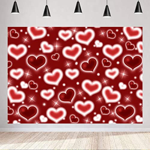 LYCGS 7x5ft Red Heart Backdrop 90s Backdrops for Photoshoot Valentines Decor Banner Birthday Props X-91 - Image 3