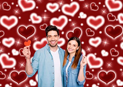 LYCGS 7x5ft Red Heart Backdrop 90s Backdrops for Photoshoot Valentines Decor Banner Birthday Props X-91 - Image 2