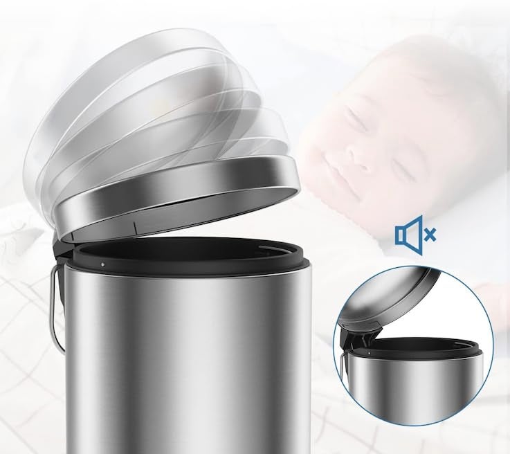 OPR Stainless Steel Pedal Bin Dustbin with Plastic Bucket Round Shape For Home, Office, Kitchen, Bathroom (12X20-22 Litre) - Image 3