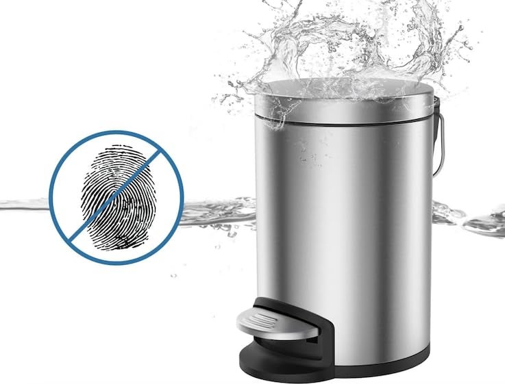 OPR Stainless Steel Pedal Bin Dustbin with Plastic Bucket Round Shape For Home, Office, Kitchen, Bathroom (12X20-22 Litre) - Image 2