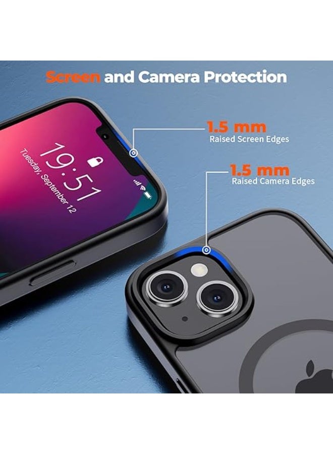 Magnetic for iPhone 15 Case, [Compatible with MagSafe] [10 FT Military Grade Drop Protection] Slim Fit Translucent Matte Shockproof Anti-Scratch Phone Case for Women and Men, Black - Image 5