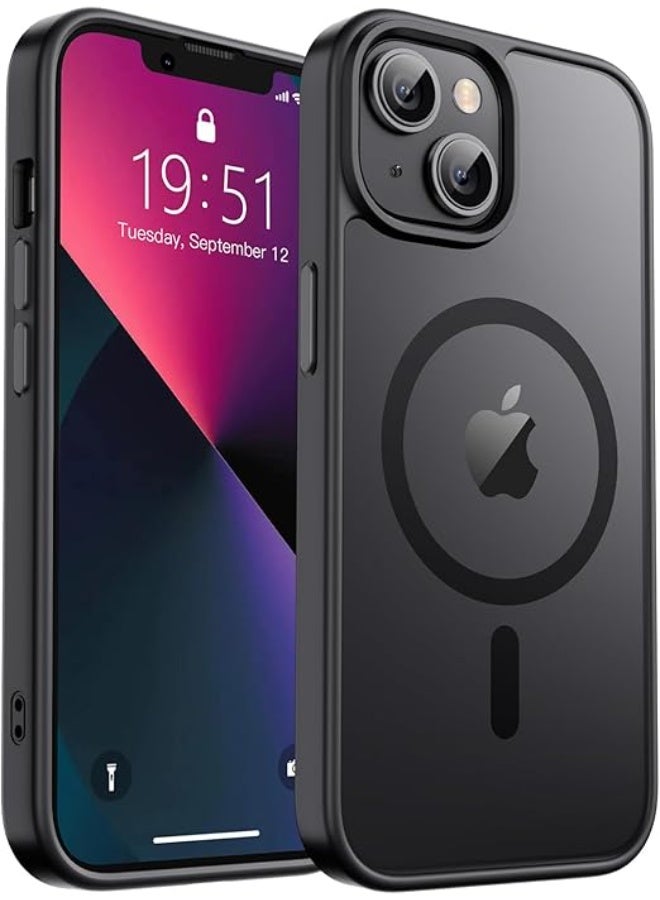 Magnetic for iPhone 15 Case, [Compatible with MagSafe] [10 FT Military Grade Drop Protection] Slim Fit Translucent Matte Shockproof Anti-Scratch Phone Case for Women and Men, Black - Image 1