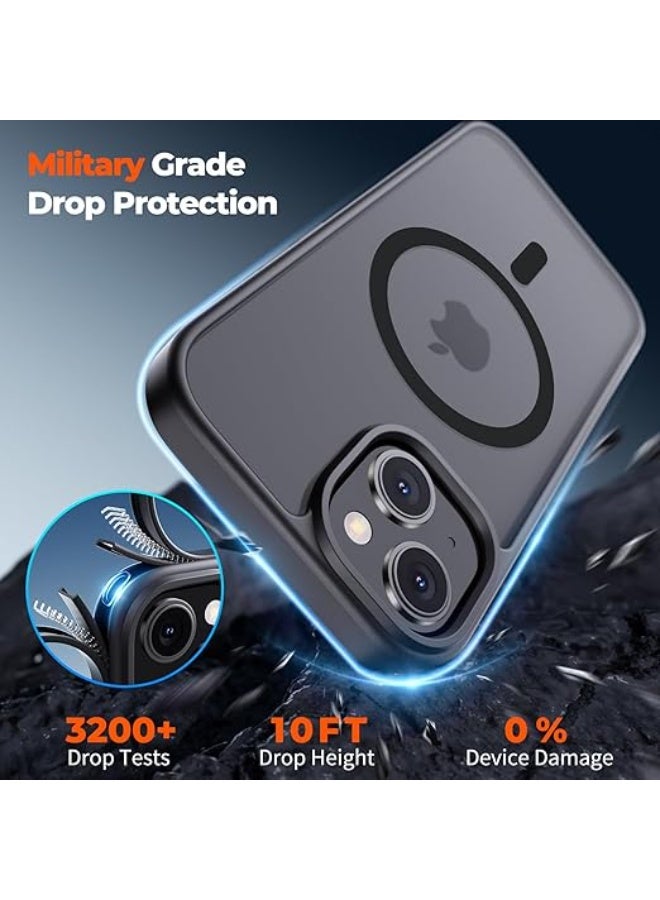 Magnetic for iPhone 15 Case, [Compatible with MagSafe] [10 FT Military Grade Drop Protection] Slim Fit Translucent Matte Shockproof Anti-Scratch Phone Case for Women and Men, Black - Image 3