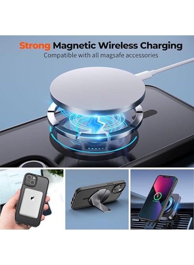 Magnetic for iPhone 15 Case, [Compatible with MagSafe] [10 FT Military Grade Drop Protection] Slim Fit Translucent Matte Shockproof Anti-Scratch Phone Case for Women and Men, Black - Image 2