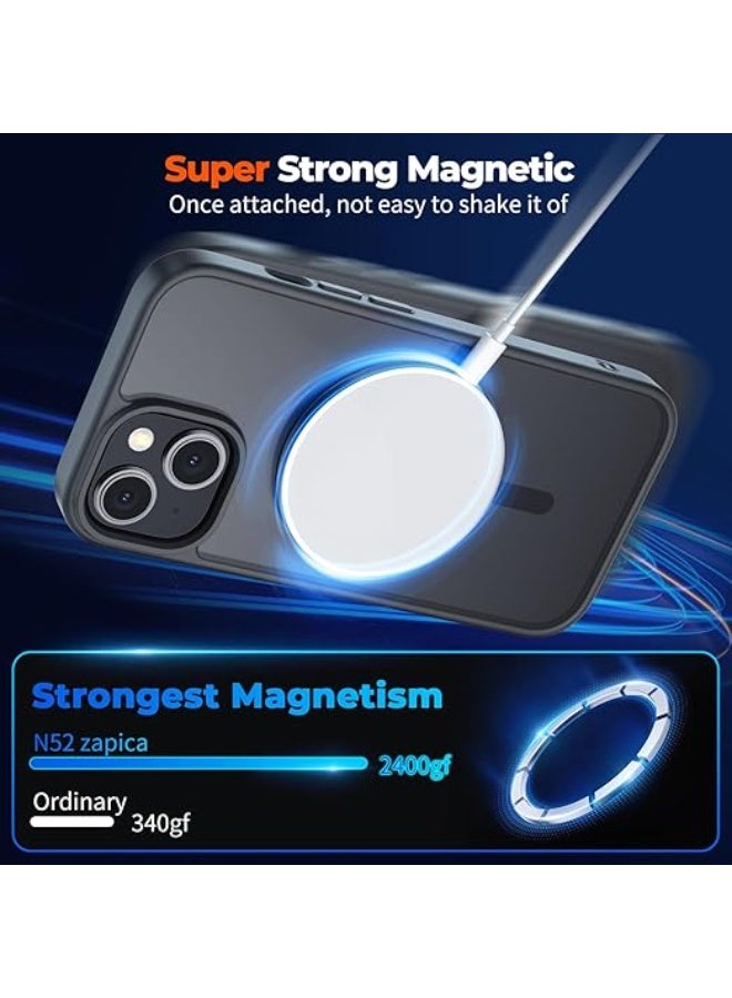 Magnetic for iPhone 15 Case, [Compatible with MagSafe] [10 FT Military Grade Drop Protection] Slim Fit Translucent Matte Shockproof Anti-Scratch Phone Case for Women and Men, Black - Image 4