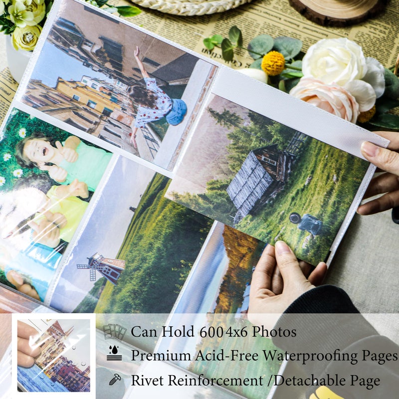 Holoary Photo Album 4x6 600 Photos 5 Pictures Per Page, 4â€x6â€ Picture Album, Linen Fabric Cover Big Picture Book for Photos, 4x6 Photo Albums for Family Weddings Travel Memories(Dark Green) - Image 4