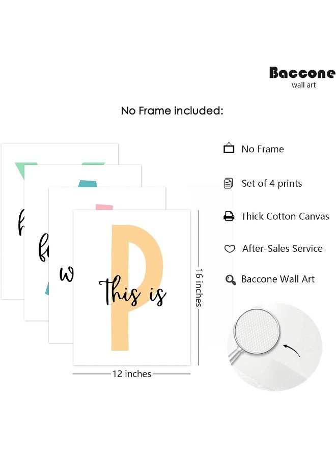 Baccone Kids Playroom Wall Art Canvas Prints - Play Sign Pictures for Toddler Room Decor - Nursery Children Artwork Set of 4 12x16 Inch Unframed - Image 2