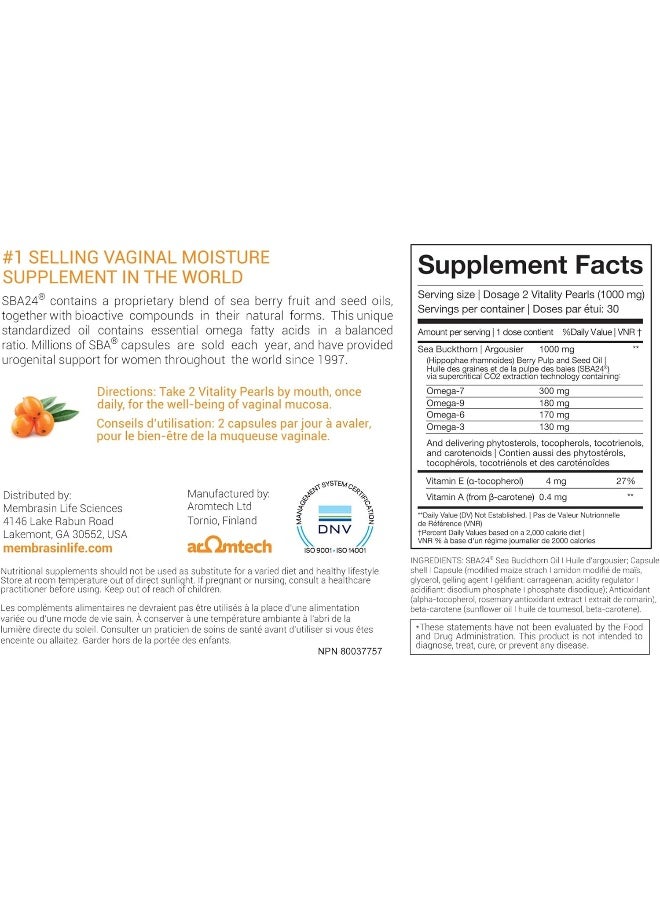 MEMBRASIN Membracin Feminine Moisturizer for Dryness, 60 Vital Pearls - Image 2