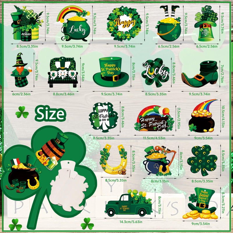 BWFY St. Patricks Day Decorations 36pcs Wooden Shamrock Ornaments, Spring Lucky Irish Day Tree Ornaments St Patrick's Day Home Party Hanging Decorations - Image 2