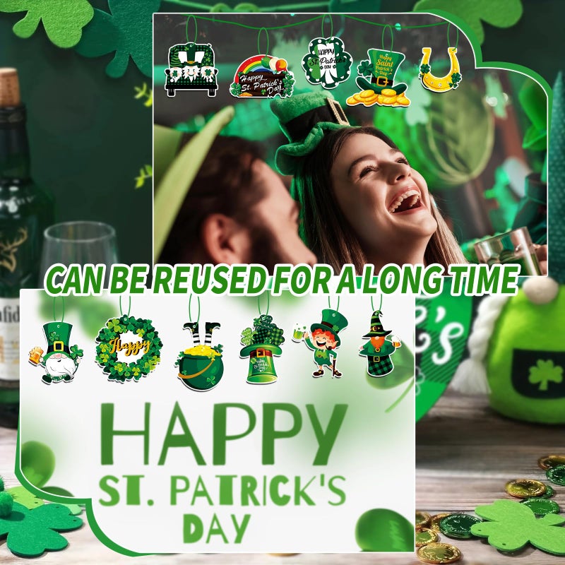 BWFY St. Patricks Day Decorations 36pcs Wooden Shamrock Ornaments, Spring Lucky Irish Day Tree Ornaments St Patrick's Day Home Party Hanging Decorations - Image 5
