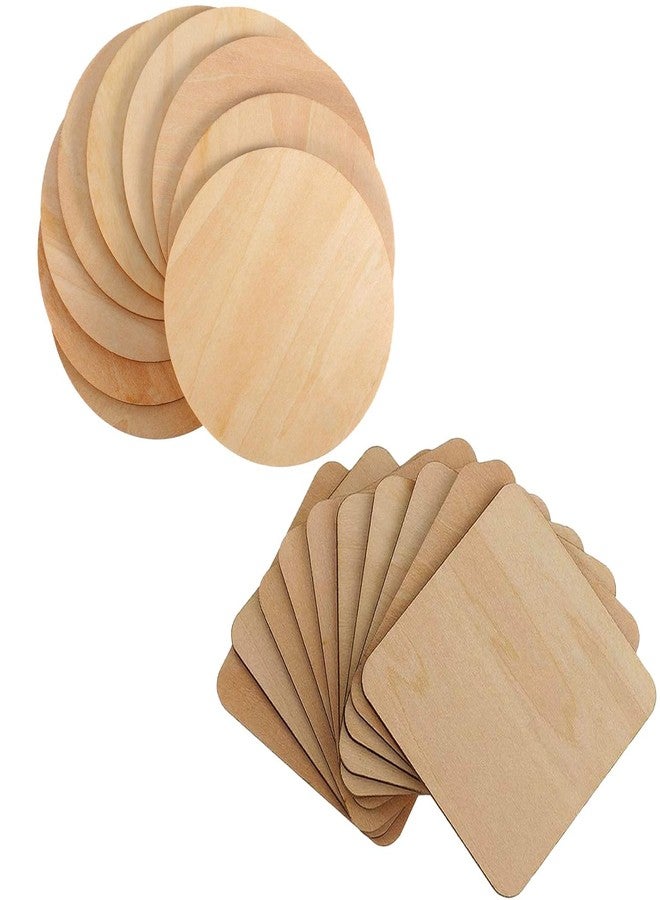 Berrybox Combo (4+4) MDF Art Craft Coaster 4" Inch Square + Round Shape Coasters Plain Wood Blank Cutouts for Tea Coffee Christmas Painting Slice Resin Mandala Arts Work & Decoration | Thickness:3 mm - Image 1