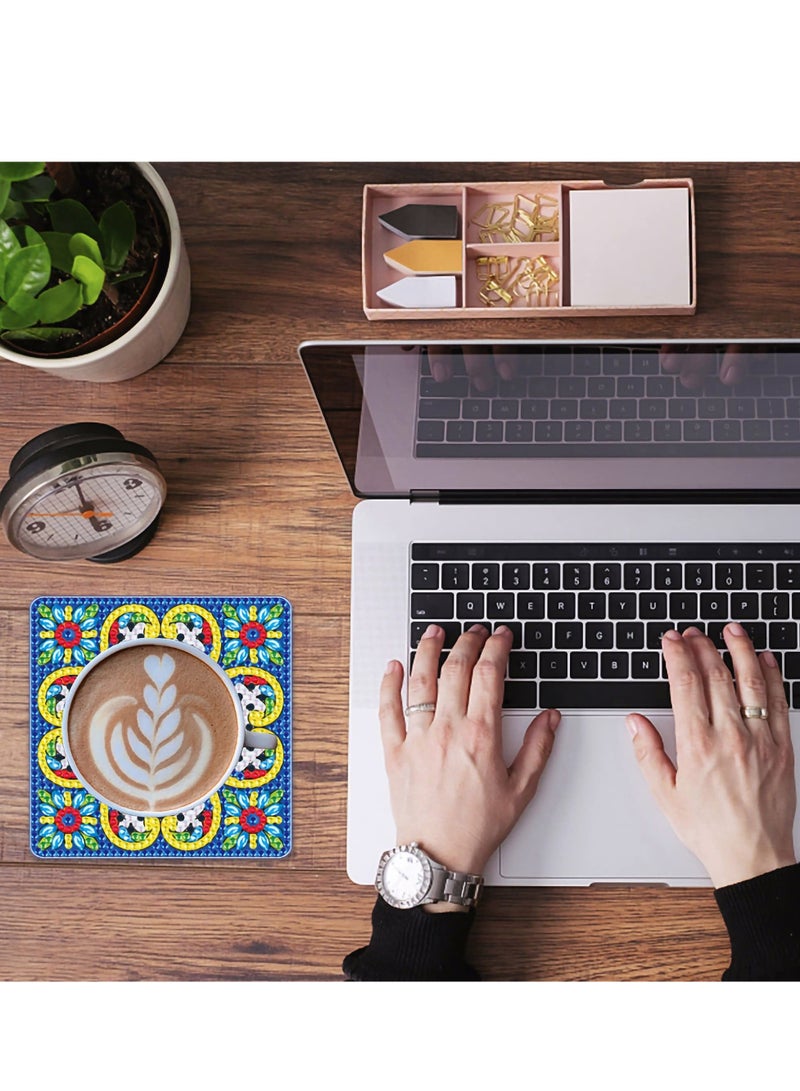 9-Piece DIY Mandala Diamond Painting Coaster Set with Holder, Art Craft Supplies for Adults, Small Diamond Dot Kits for Drinks, Creative Home Decor Accessories.  - Image 3