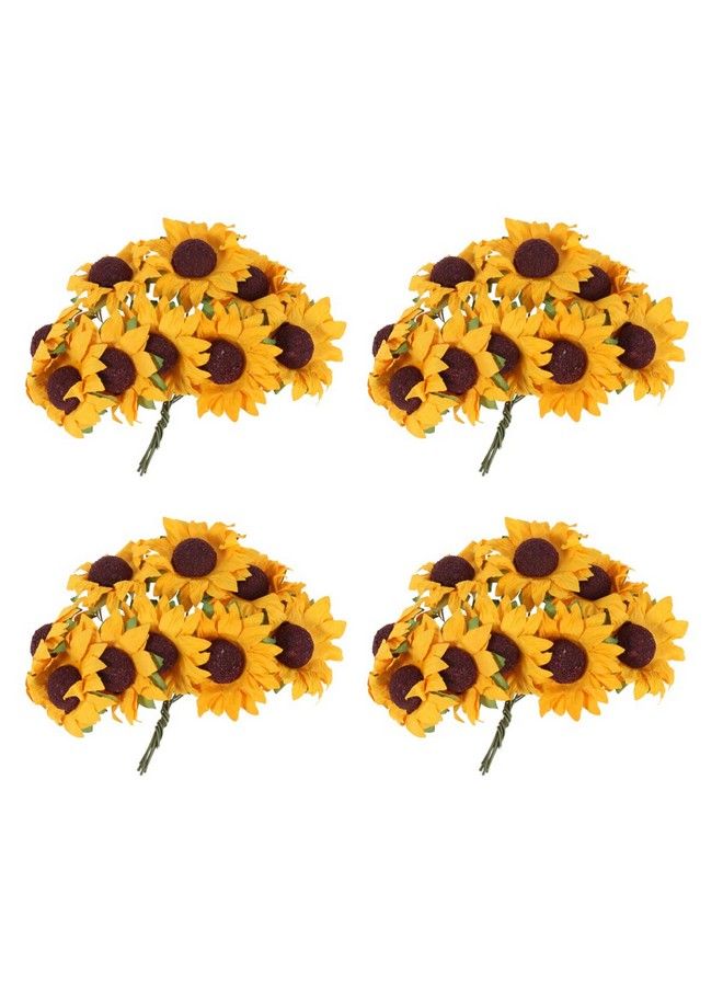 EXCEART 100Pcs Chic Mini Artificial Paper Sunflower Fake Sunflower Sunflowers Artificial Flowers Wedding Decor Craft Diy (Orange) - Image 1