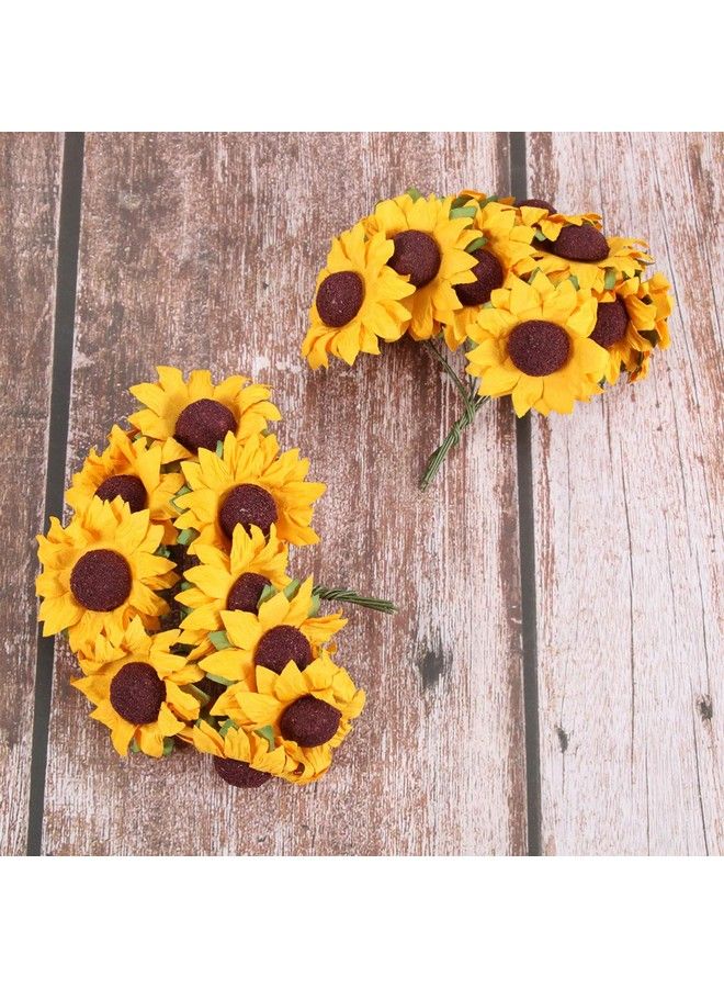 EXCEART 100Pcs Chic Mini Artificial Paper Sunflower Fake Sunflower Sunflowers Artificial Flowers Wedding Decor Craft Diy (Orange) - Image 4