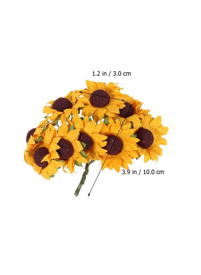 EXCEART 100Pcs Chic Mini Artificial Paper Sunflower Fake Sunflower Sunflowers Artificial Flowers Wedding Decor Craft Diy (Orange) - Image 3