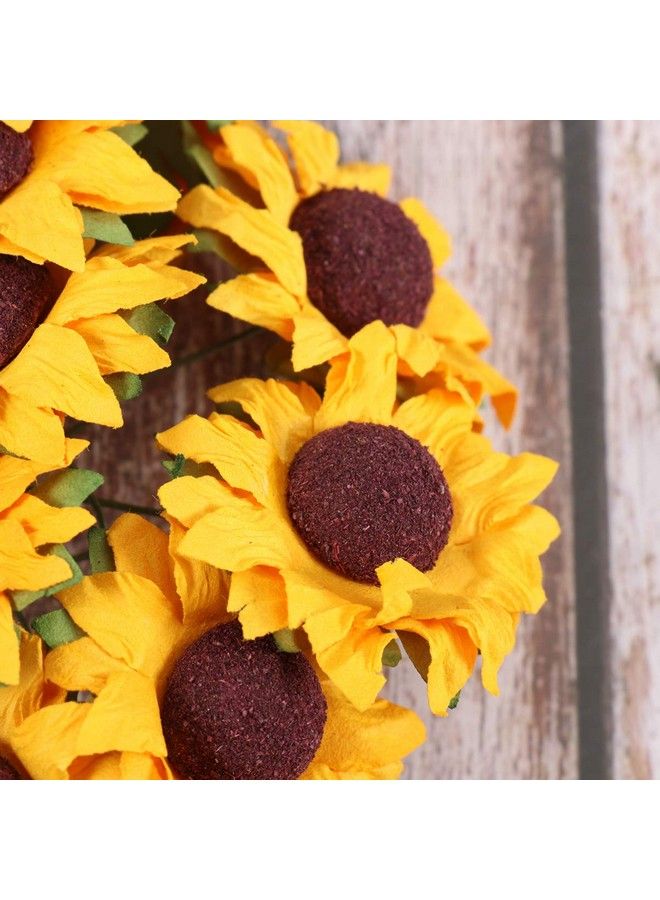 EXCEART 100Pcs Chic Mini Artificial Paper Sunflower Fake Sunflower Sunflowers Artificial Flowers Wedding Decor Craft Diy (Orange) - Image 5