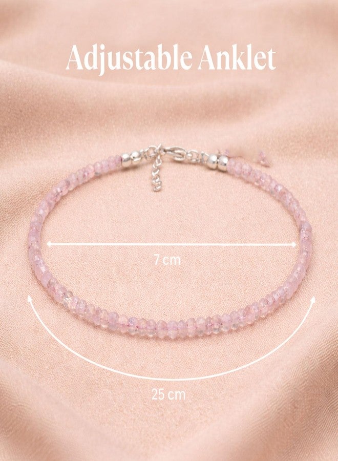 YiCan 1 - Pair Anklet Combo for Women - Trendy Dhan Yog, Rose Quartz, Evil Eye, triple protection Payal Set | Stylish Dailywear & Ethnic Anklets | Traditional Foot Jewelry for Girls & Ladies Anklet for Women, Single | Gifts for Women & Girls (Rose Quartz) - Image 4