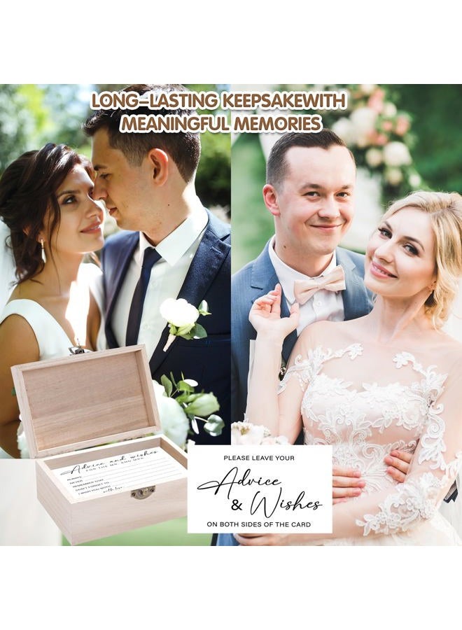 Jectivs 85 Pcs Advice and Wishes Cards Wooden Box Set for The Mr and Mrs,White Advice and Wishes Cards with Black Pen for the Bride and Groom,Bridal Shower,Wedding Party Game Decorations Supplies - Image 5