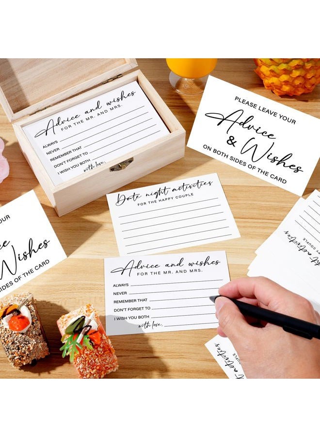 Jectivs 85 Pcs Advice and Wishes Cards Wooden Box Set for The Mr and Mrs,White Advice and Wishes Cards with Black Pen for the Bride and Groom,Bridal Shower,Wedding Party Game Decorations Supplies - Image 4