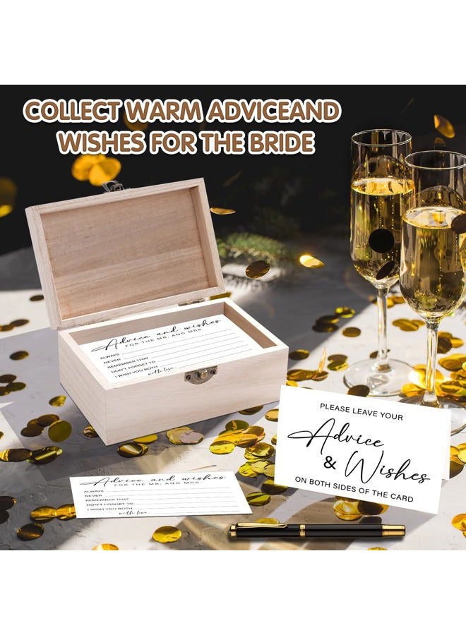 Jectivs 85 Pcs Advice and Wishes Cards Wooden Box Set for The Mr and Mrs,White Advice and Wishes Cards with Black Pen for the Bride and Groom,Bridal Shower,Wedding Party Game Decorations Supplies - Image 3