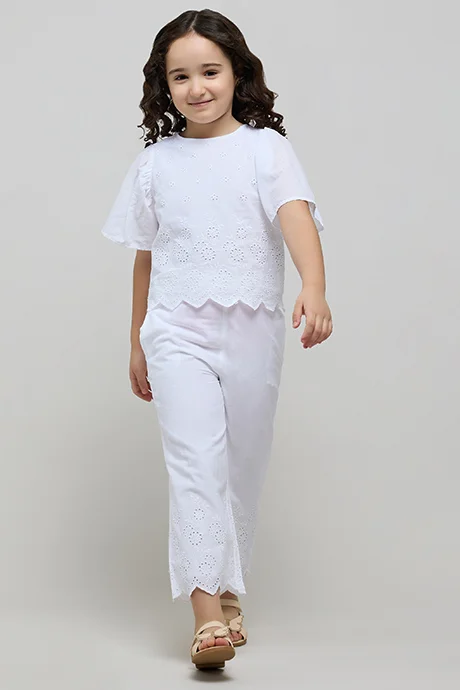 R&B Schiffli Cold Shoulder A-Line Dress