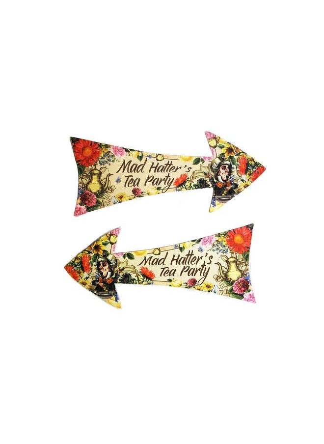 ASVP Shop - Alice In Wonderland Party Vintage Style Arrow Signs/Mad Hatters Tea Party Props Pack Of 12 Signs - Image 1