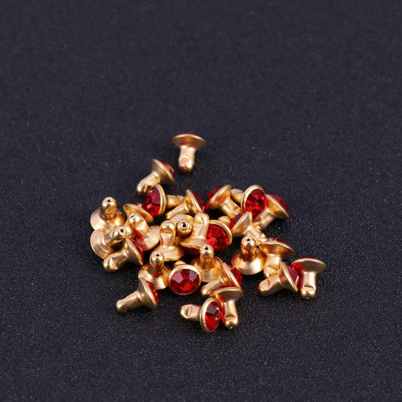 comfrt 100 Pcs Snap Fasteners Kit Metal Diamond Rhinestone Button Snaps Press Studs for Clothes Jackets Jeans Wears Bracelets Bags (Red Diamond with Golden Rim) - Image 5