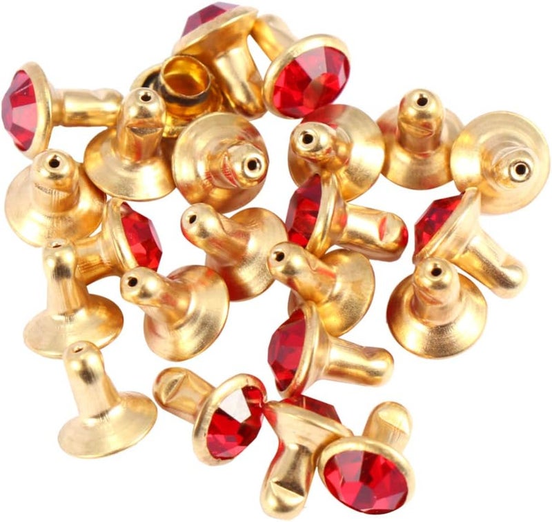 comfrt 100 Pcs Snap Fasteners Kit Metal Diamond Rhinestone Button Snaps Press Studs for Clothes Jackets Jeans Wears Bracelets Bags (Red Diamond with Golden Rim) - Image 2