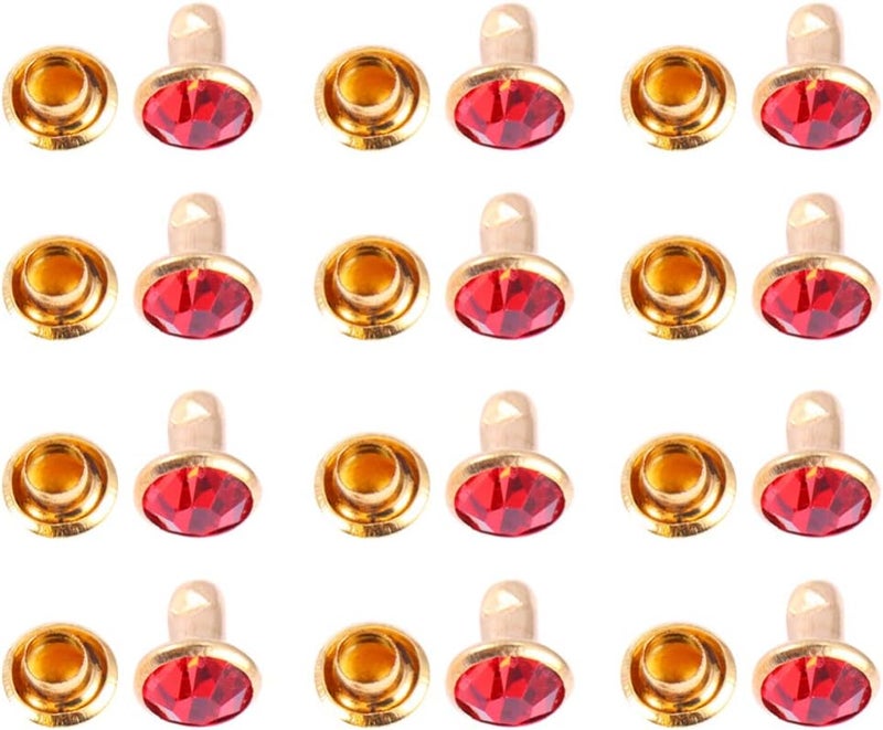 comfrt 100 Pcs Snap Fasteners Kit Metal Diamond Rhinestone Button Snaps Press Studs for Clothes Jackets Jeans Wears Bracelets Bags (Red Diamond with Golden Rim) - Image 1