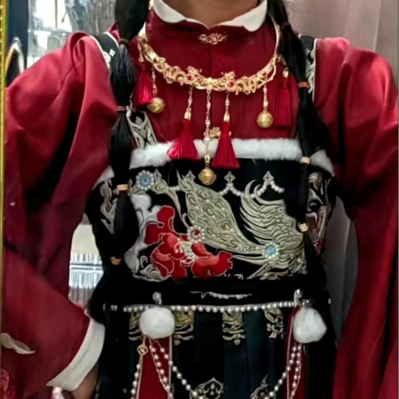 WU Chinese Hanfu Yingluo Ming-Style Collar Necklace with Tassel Bells, Unisex Traditional Accessory - Image 4