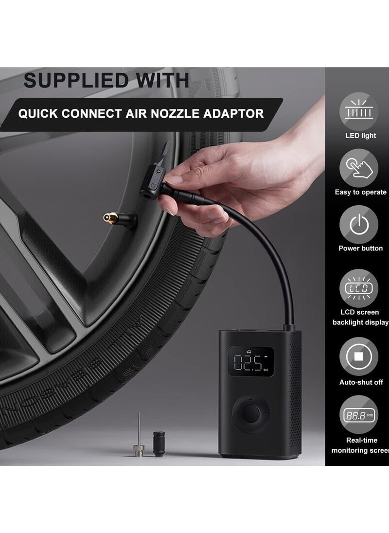 Xiaomi - Xiaomi Portable Electric Air Compressor 2 Cordless  Rechargable Air Compressor With Digital Display,Six Preset Inflation Modes & Long Battery - Black - Image 1