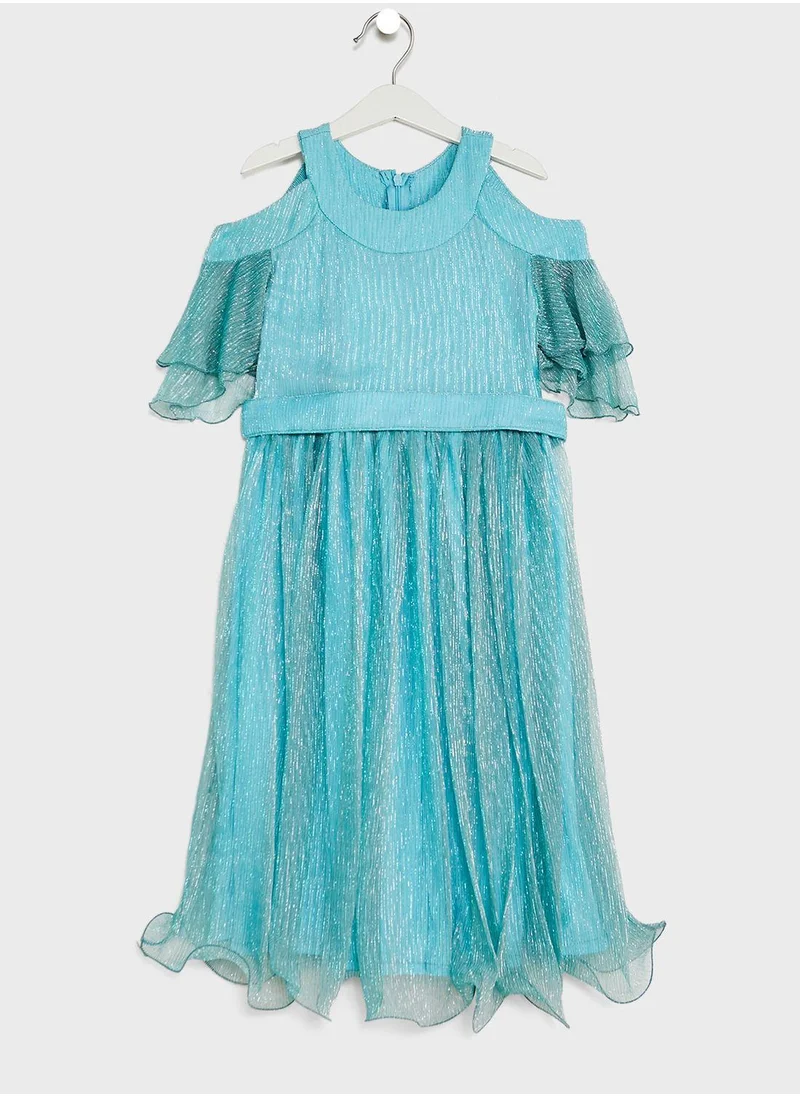 Little Golden Apple Kids Little Cold Shoulder Solid Dress