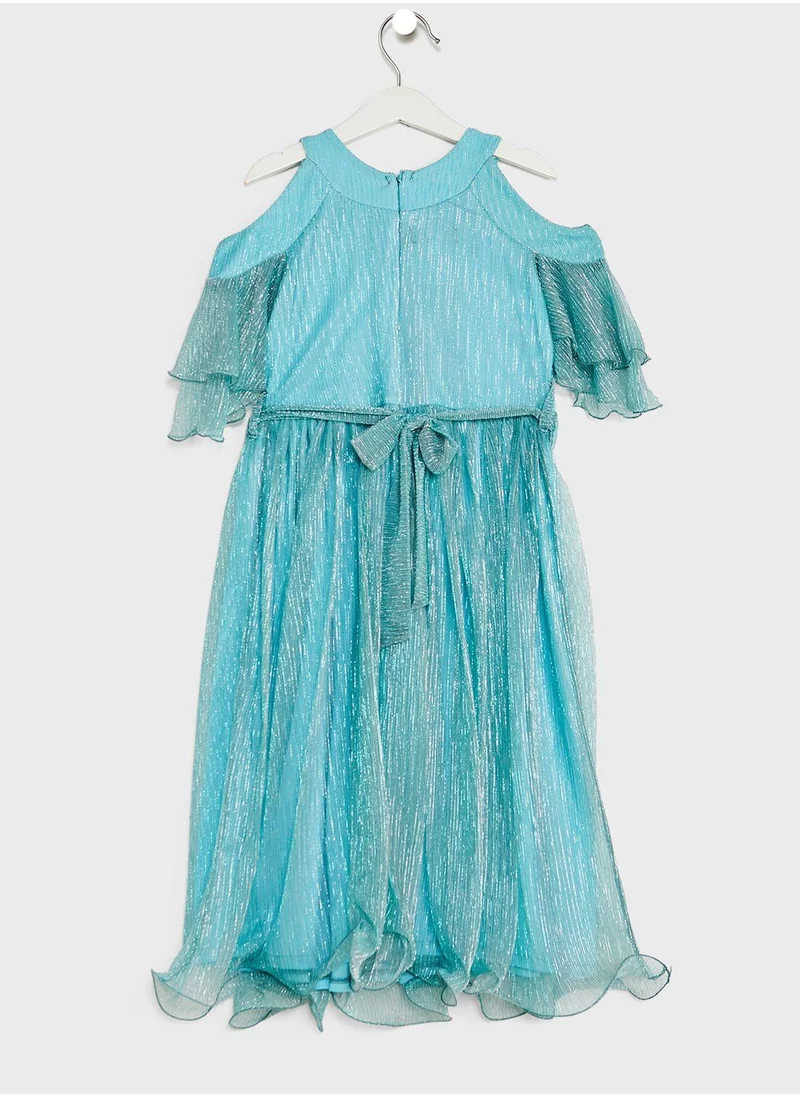 Little Golden Apple Kids Little Cold Shoulder Solid Dress