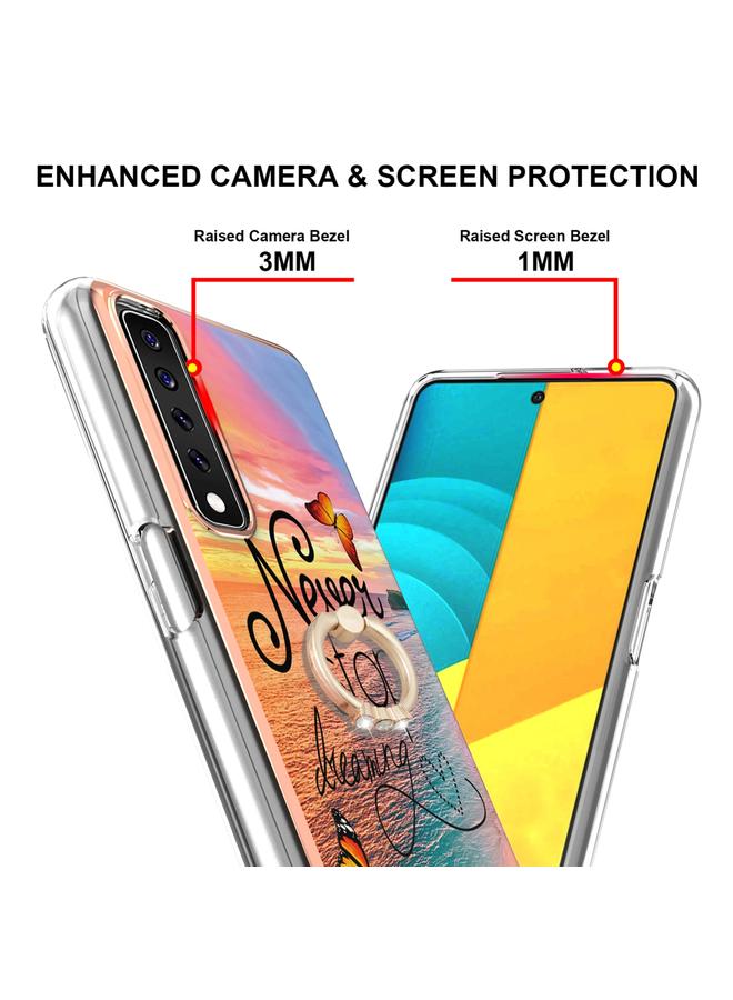 اس-توب جراب لهاتف LG Stylo 7 4G بنمط طلاء كهربائي IMD جراب مقاوم للصدمات من مادة TPU مع حامل حلقي من حجر الراين - Image 3