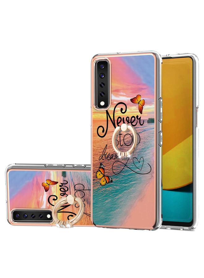 اس-توب جراب لهاتف LG Stylo 7 4G بنمط طلاء كهربائي IMD جراب مقاوم للصدمات من مادة TPU مع حامل حلقي من حجر الراين - Image 1