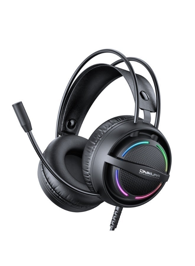 ONIKUMA X88 Head-mounted RGB Light E-Sports Gaming Headset, Cable Length: 2.2m(Black) - Image 1