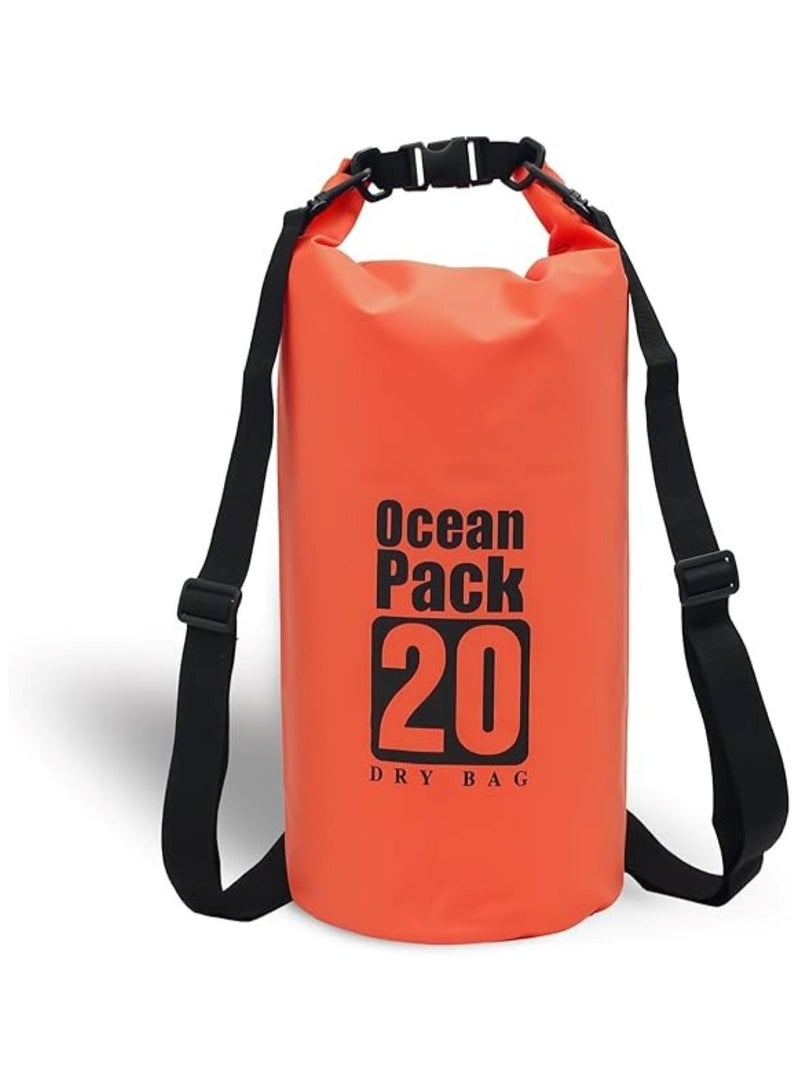 Huitich 20L Orange Double-Strap Waterproof Outdoor Sport PVC Bag - Image 1