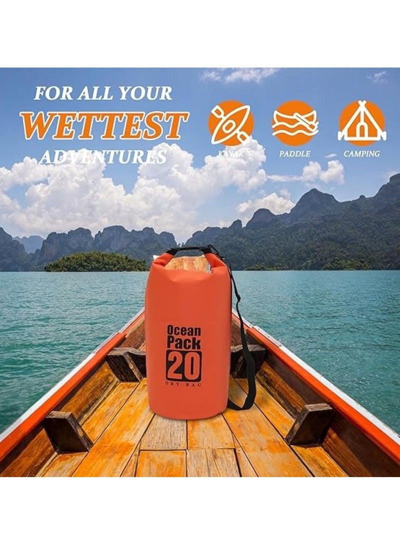 Huitich 20L Orange Double-Strap Waterproof Outdoor Sport PVC Bag - Image 4