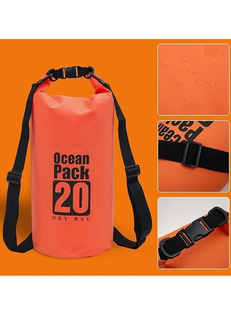 Huitich 20L Orange Double-Strap Waterproof Outdoor Sport PVC Bag - Image 2