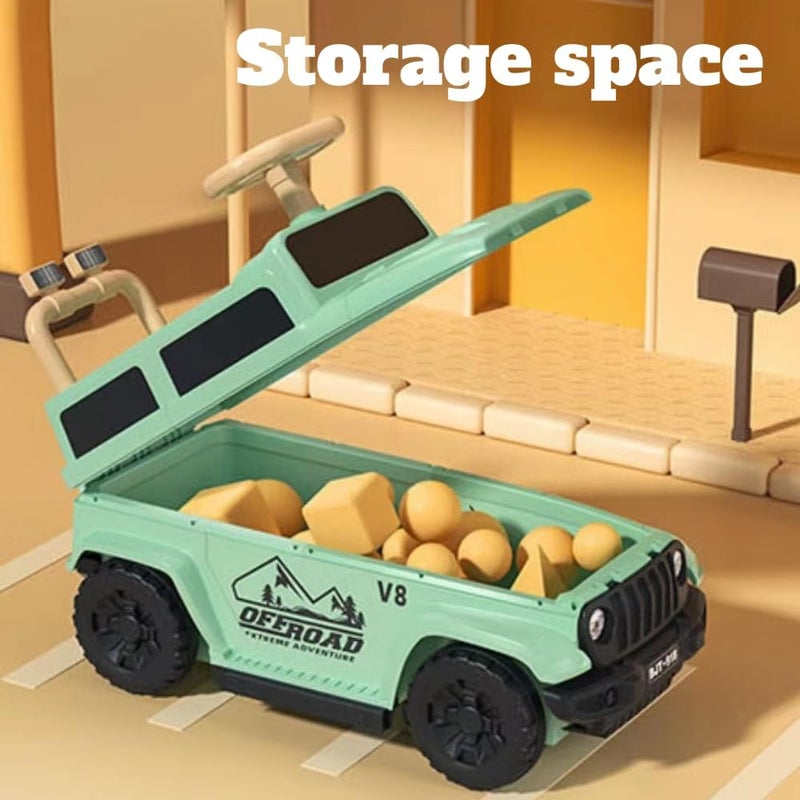 turtees سيارة جيب للأطفال مع تخزين، عجلات دوارة، مقبض سحب - Image 1