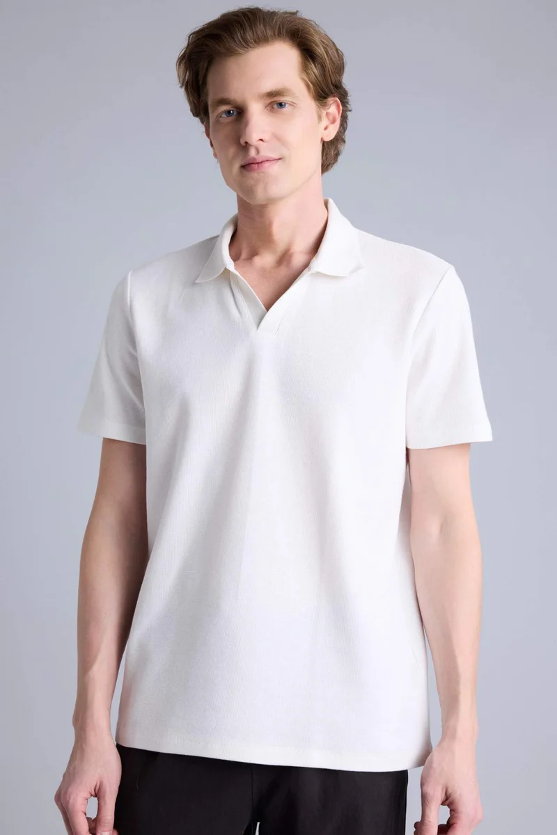 Defacto  Regular Fit Crew Neck Short Sleeve Polo T-Shirt for Men | Best Price UAE