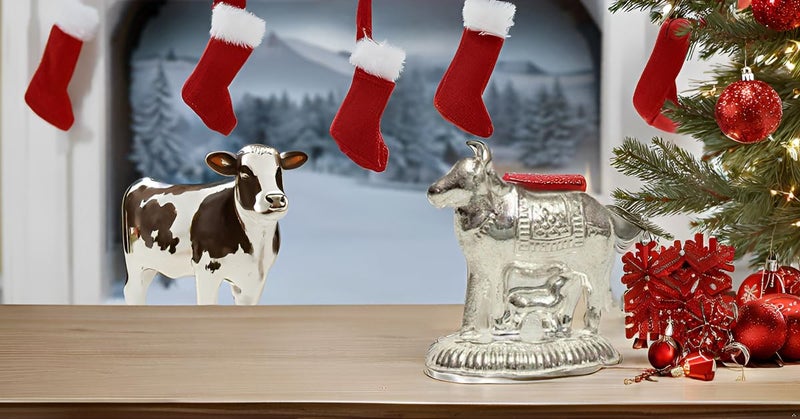 Vail Creations Vail Creation German Silver Kamdhenu Cow and Calf Idol Decoration for Pooja Room Gift Worship Office Home Decor Items | Silver Cow and Calf Statue - Image 3