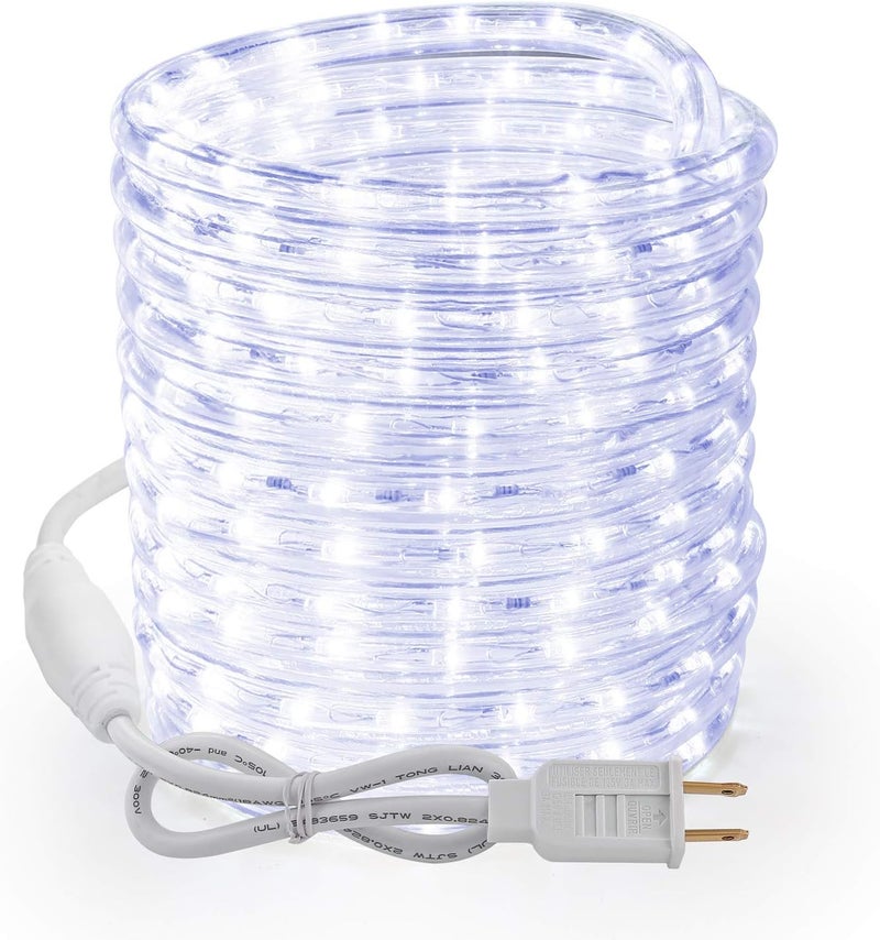 BRIZLER 18ft 216 LED Rope Lights, 120V ETL Listed Plugin Rope Lights Connectable Daylight White Indoor Outdoor Rope Lights Flexible LED Tube Lights for Holiday, Garden, Yard, Corridor and Patio Decor - Image 1