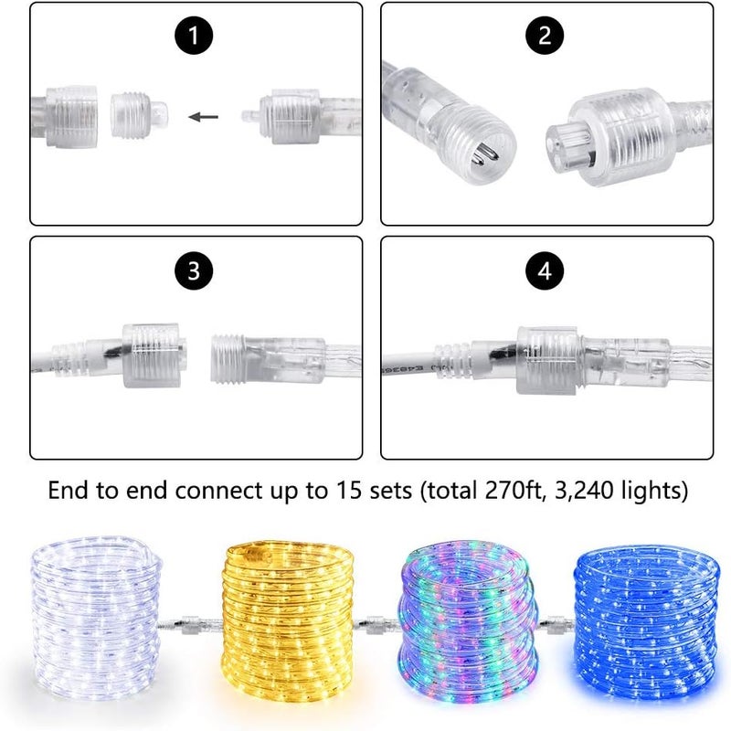 BRIZLER 18ft 216 LED Rope Lights, 120V ETL Listed Plugin Rope Lights Connectable Daylight White Indoor Outdoor Rope Lights Flexible LED Tube Lights for Holiday, Garden, Yard, Corridor and Patio Decor - Image 2