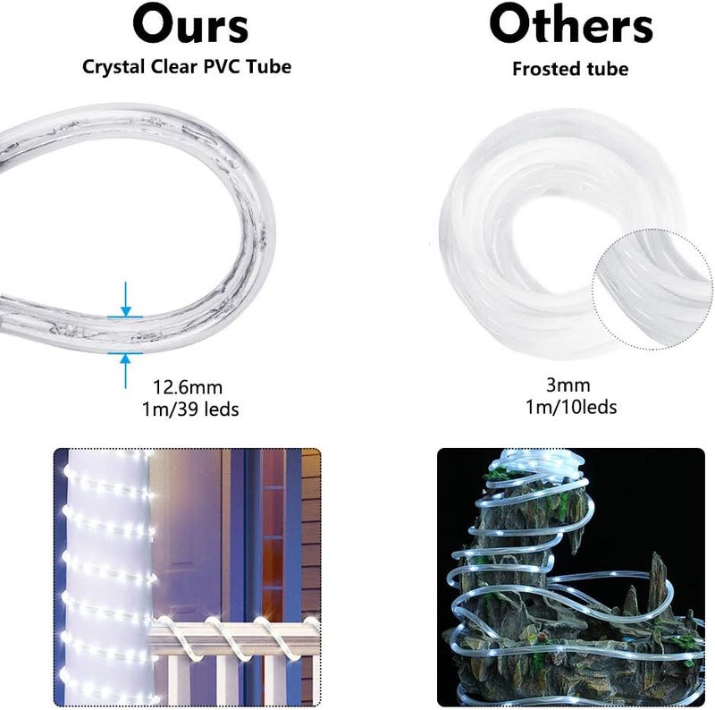 BRIZLER 18ft 216 LED Rope Lights, 120V ETL Listed Plugin Rope Lights Connectable Daylight White Indoor Outdoor Rope Lights Flexible LED Tube Lights for Holiday, Garden, Yard, Corridor and Patio Decor - Image 4